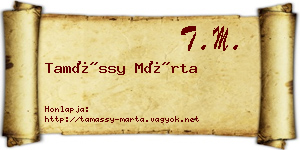 Tamássy Márta névjegykártya